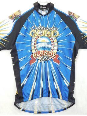 Canari Cycling Jersey Mens Large Blue Oggi's California Gold Full Zip
